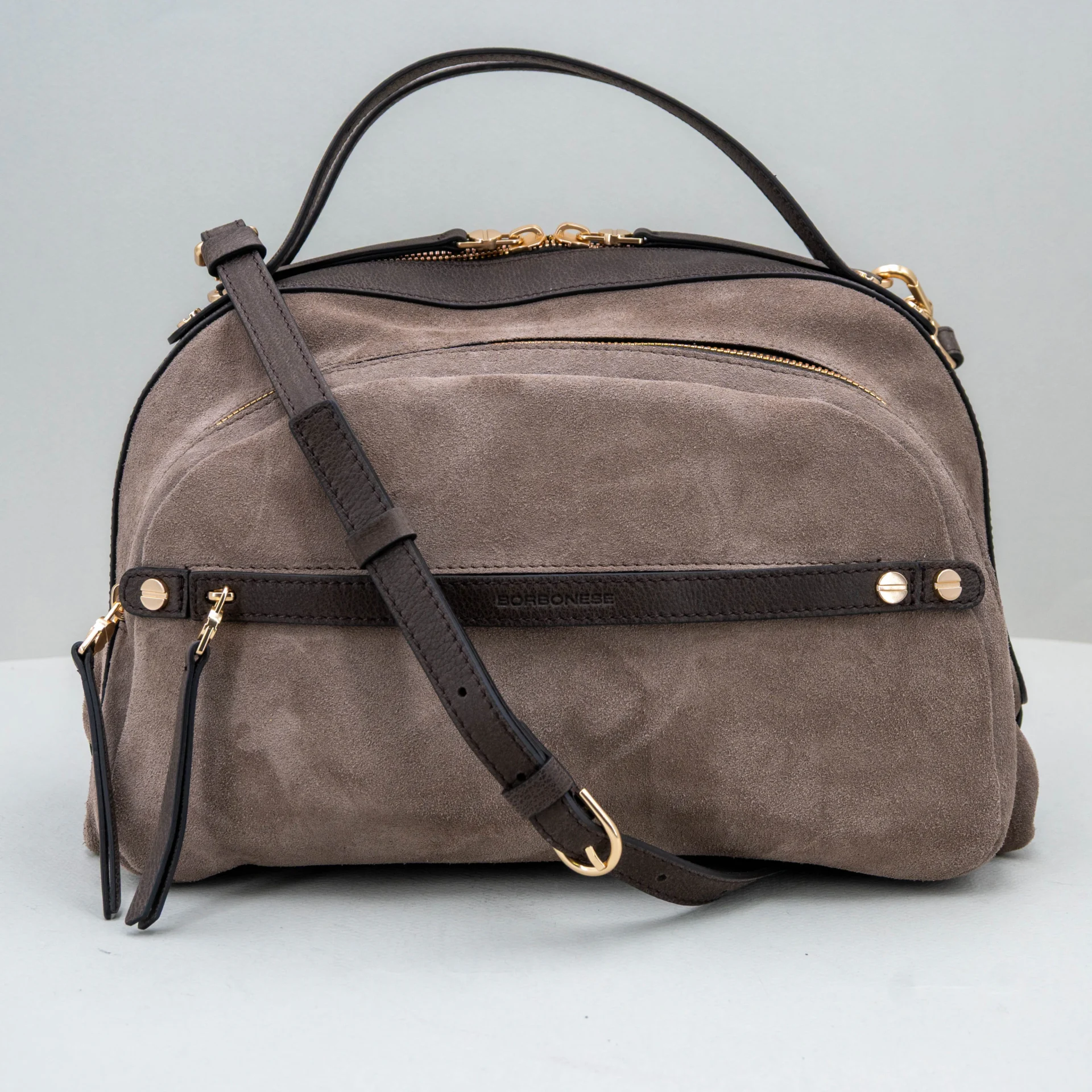 borsa donna bauletto in pelle scamosciata Borbonese