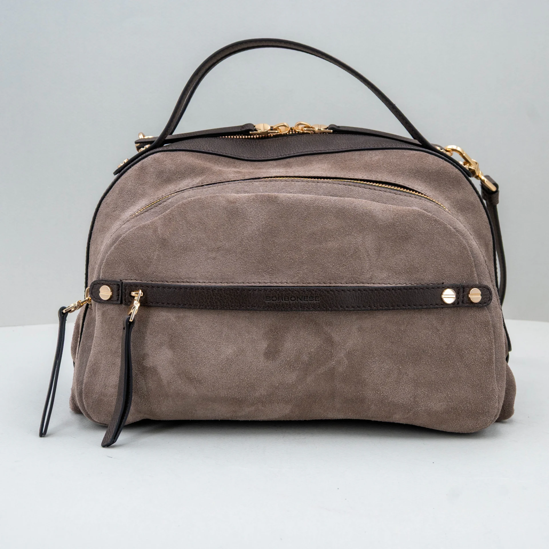 borsa donna bauletto in pelle scamosciata Borbonese