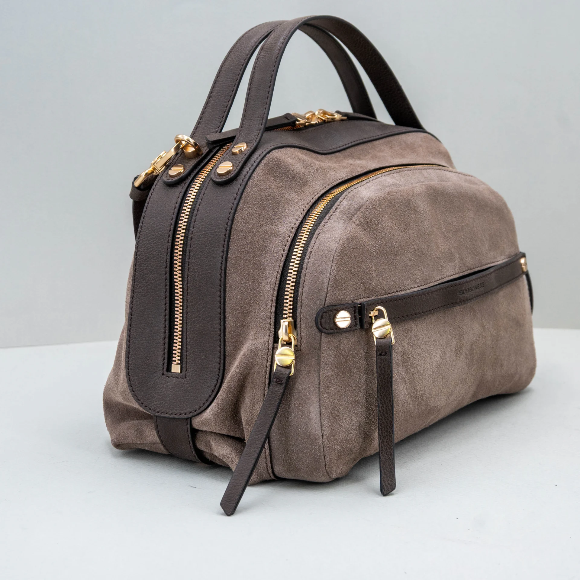 borsa donna bauletto in pelle scamosciata Borbonese