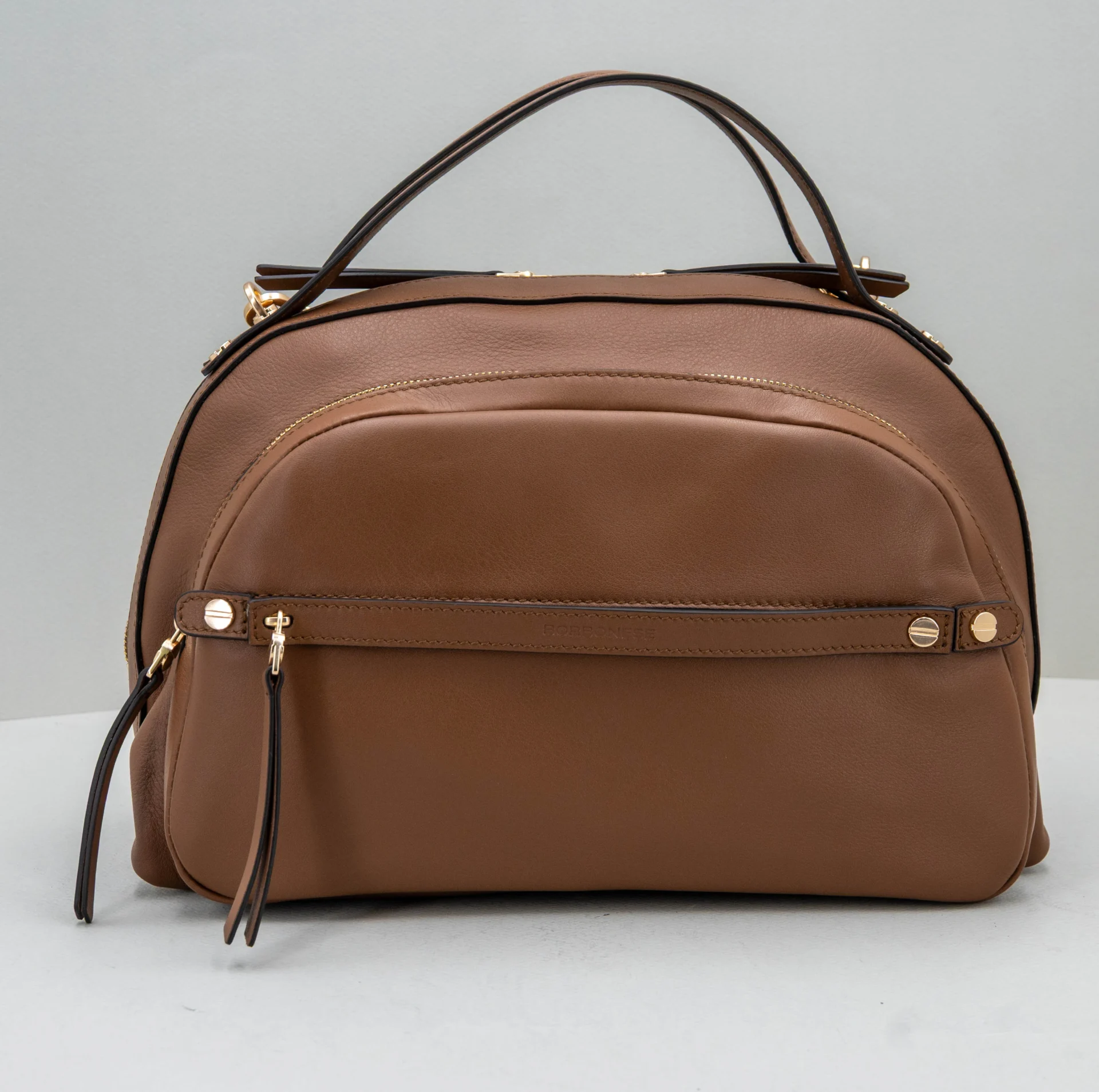 borsa bauletto donna in pregiata pelle marrone Borbonese