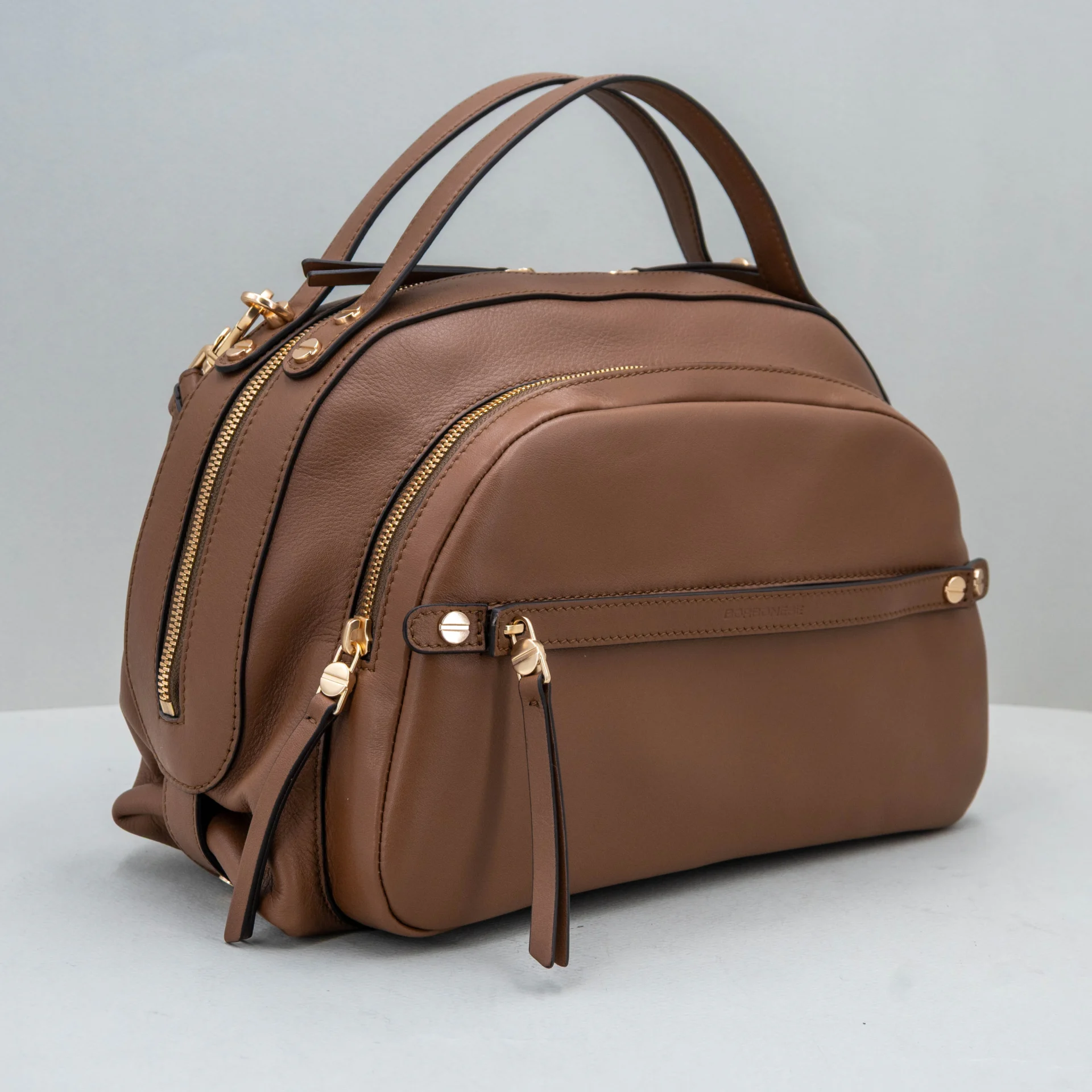 borsa bauletto donna in pregiata pelle marrone Borbonese