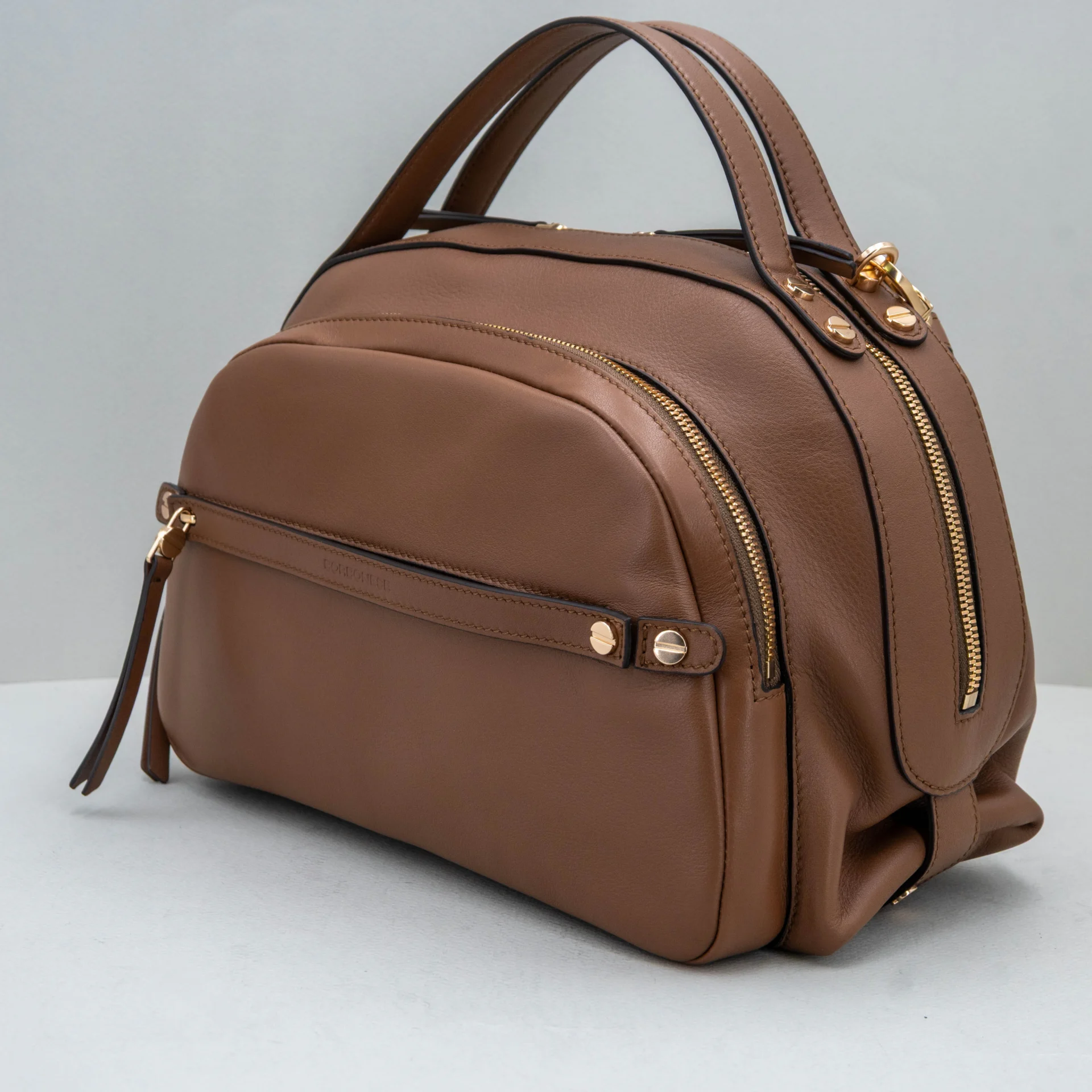 borsa bauletto donna in pregiata pelle marrone Borbonese