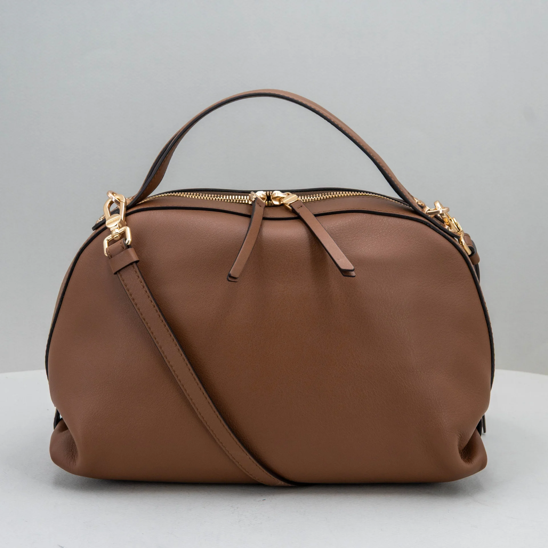 borsa bauletto donna in pregiata pelle marrone Borbonese