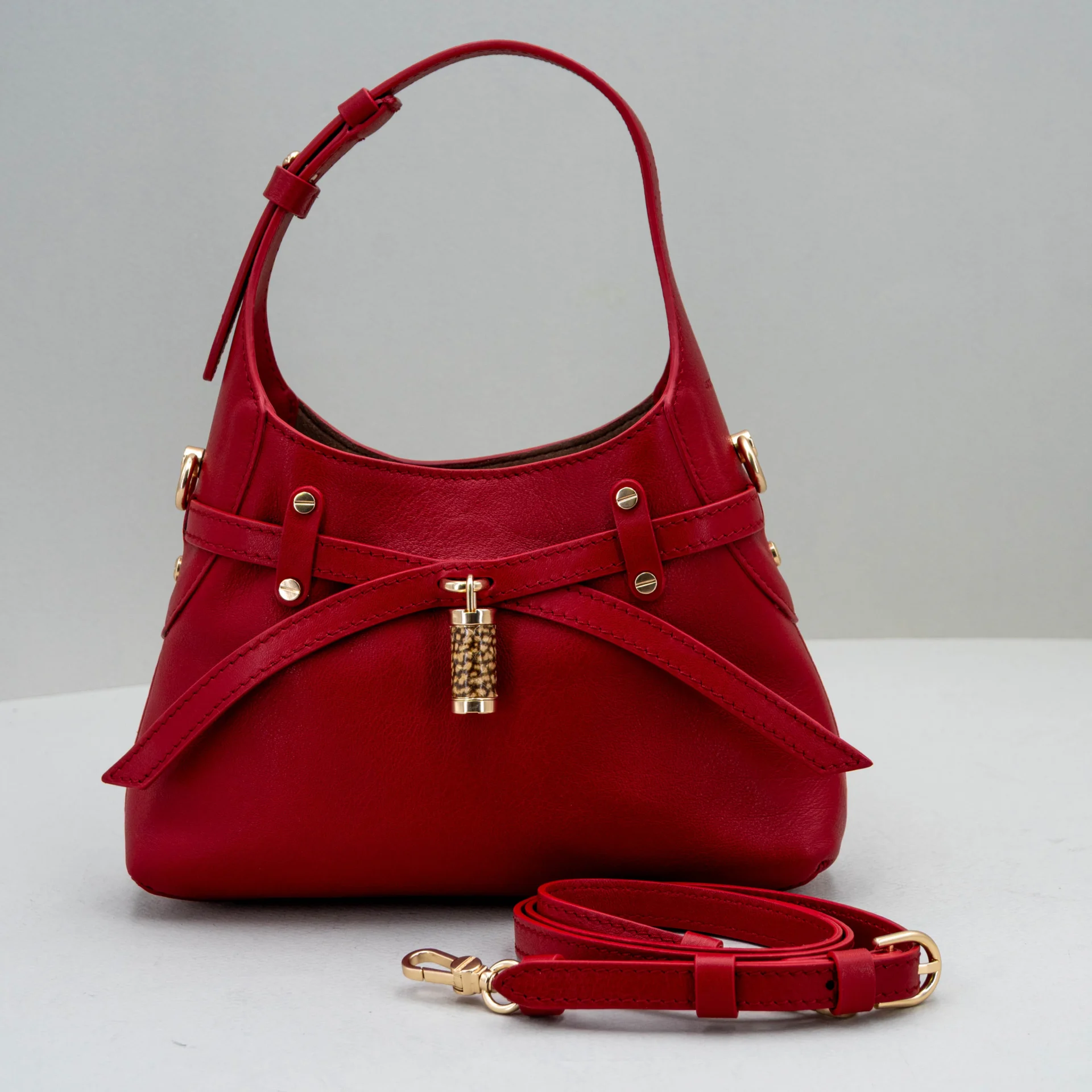 borsa donna piccola rossa in pelle Borbonese
