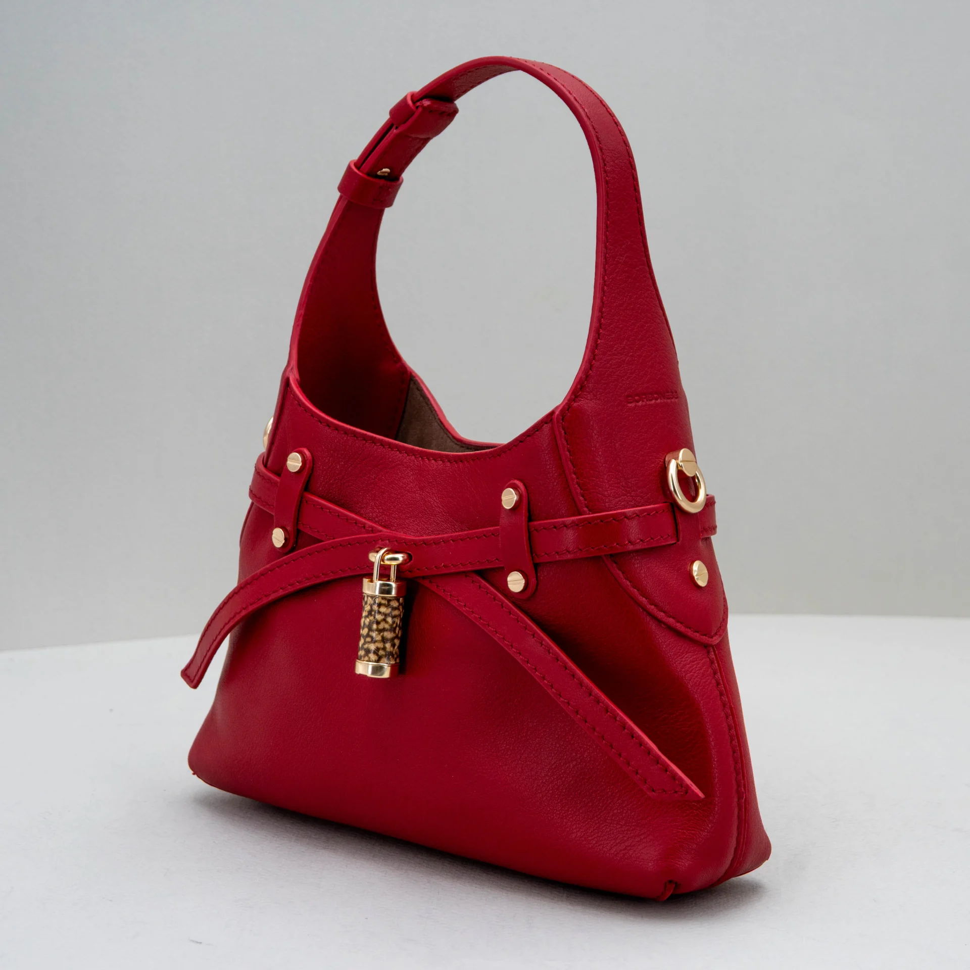 borsa donna piccola rossa in pelle Borbonese