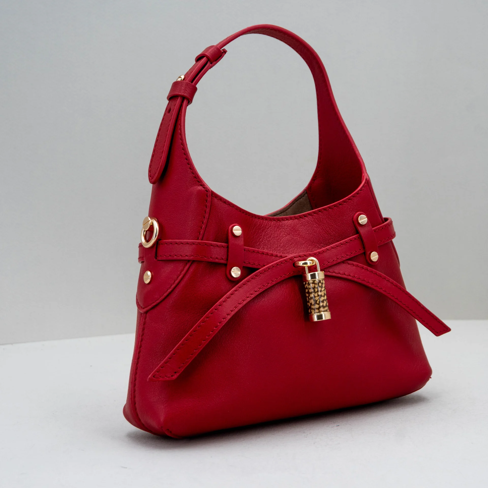 borsa donna piccola rossa in pelle Borbonese