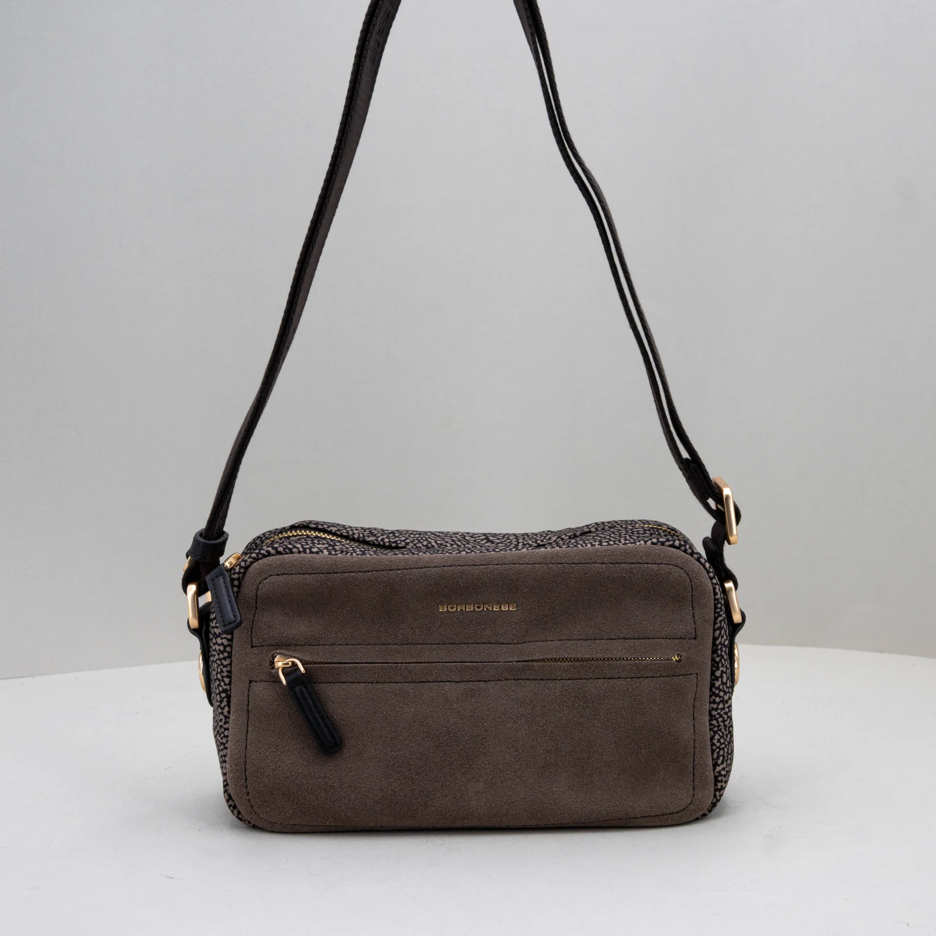 borsa donna in camoscio color grigio scuro