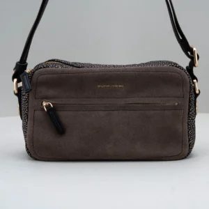 borsa donna in camoscio color grigio scuro