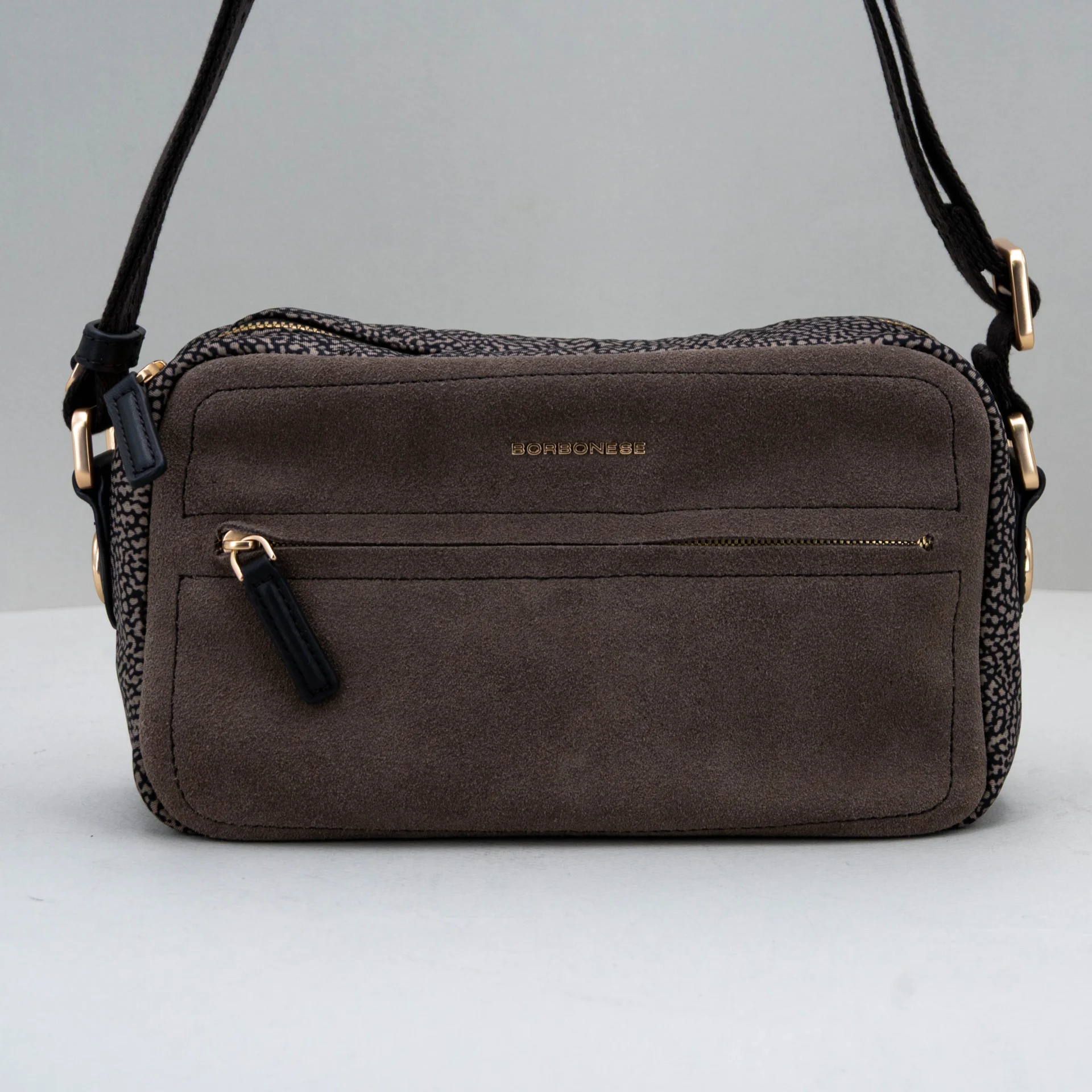 borsa donna in camoscio color grigio scuro