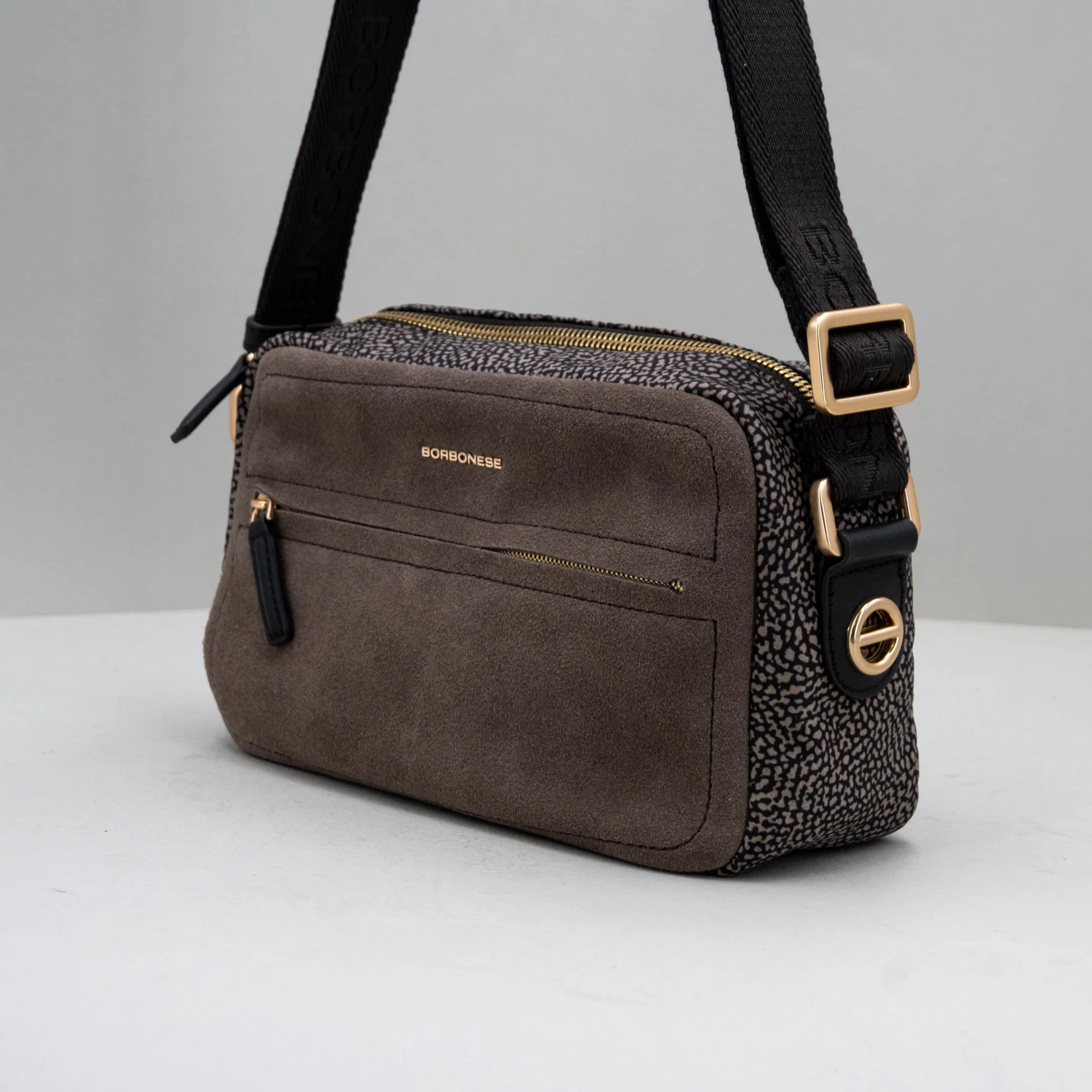 borsa donna in camoscio color grigio scuro