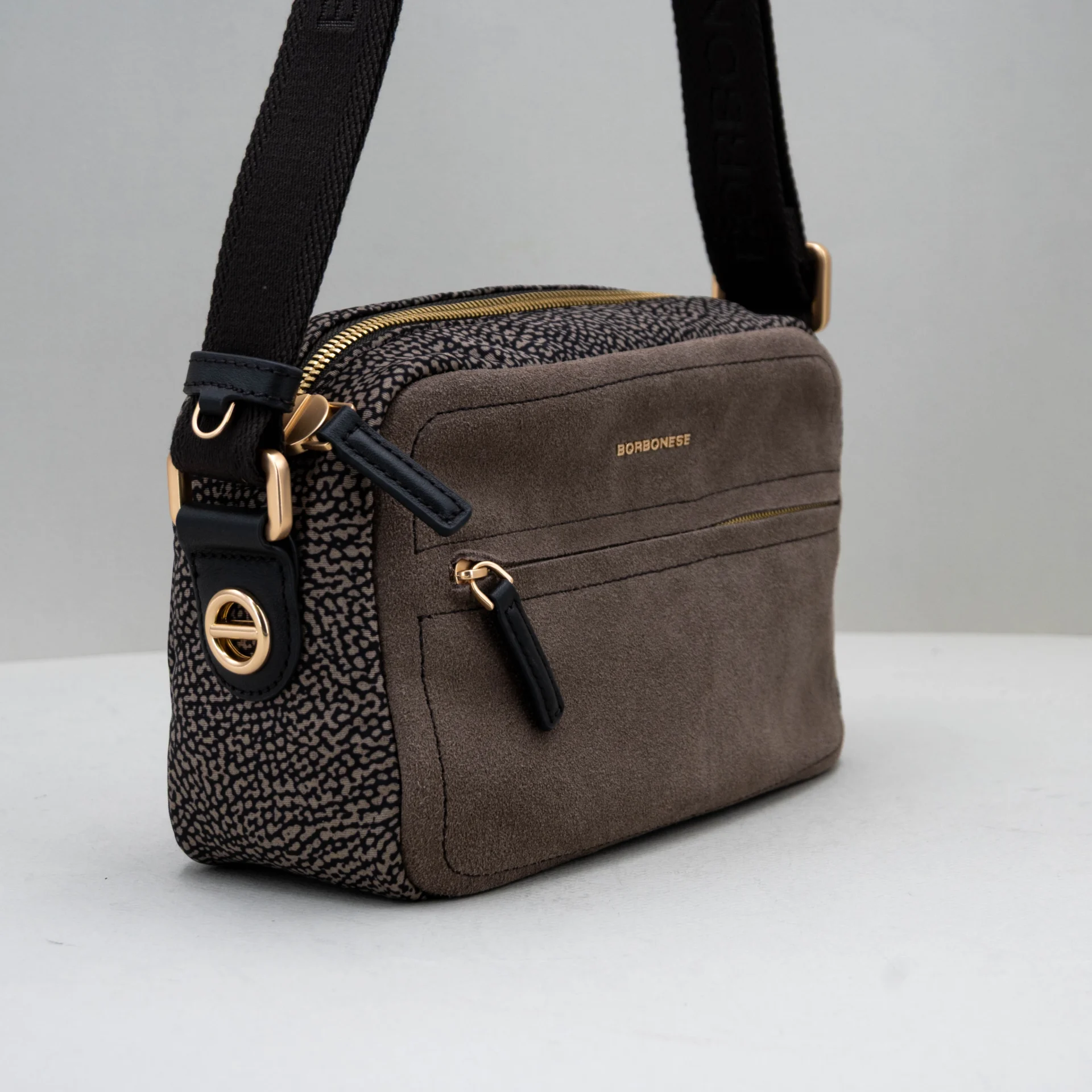 borsa donna in camoscio color grigio scuro
