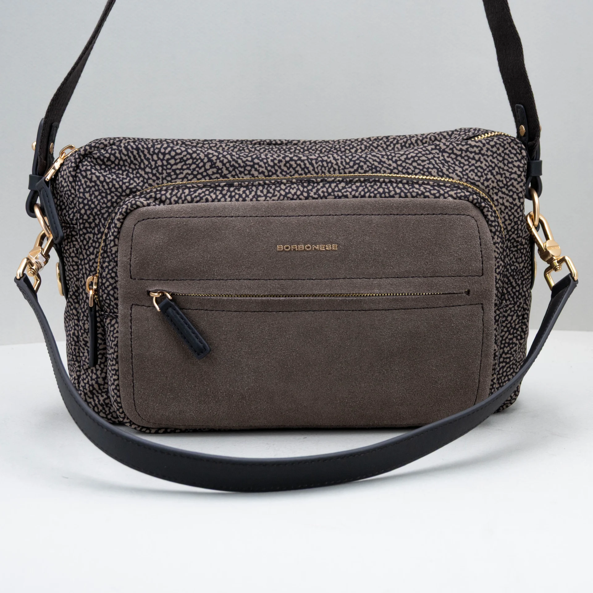 borsa donna in camoscio color grigio scuro