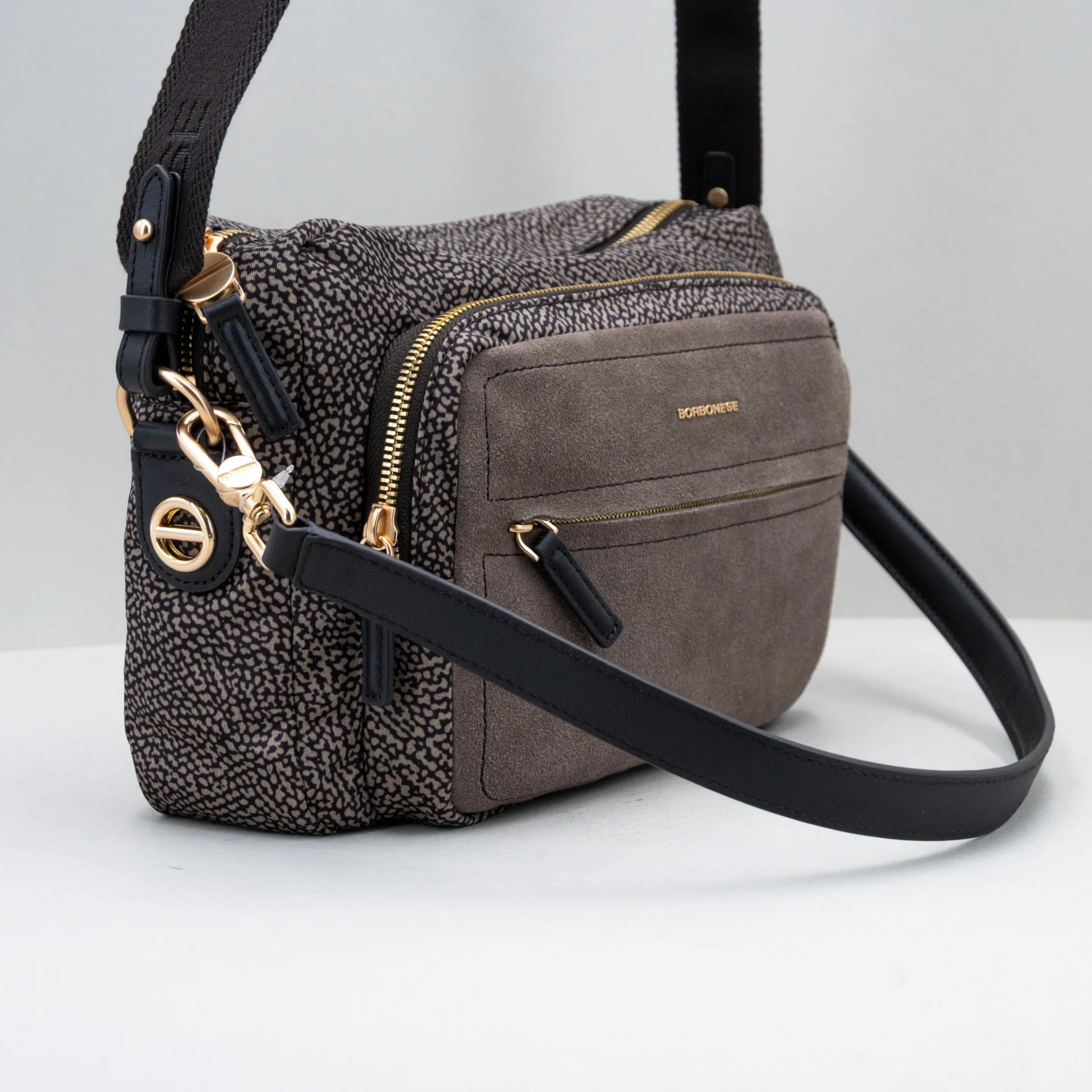 borsa donna in camoscio color grigio scuro