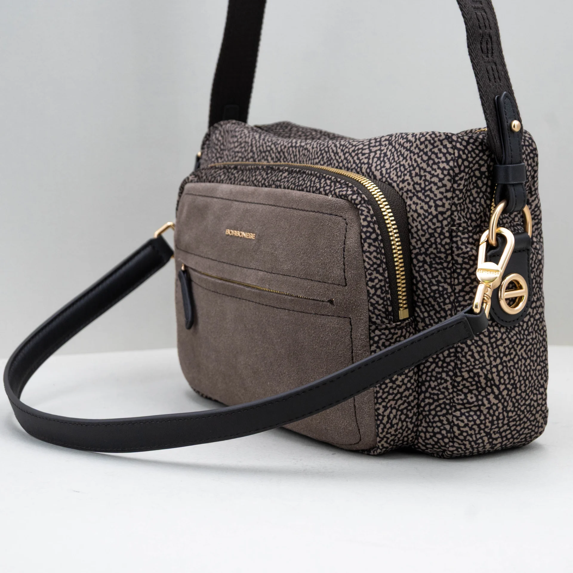 borsa donna in camoscio color grigio scuro