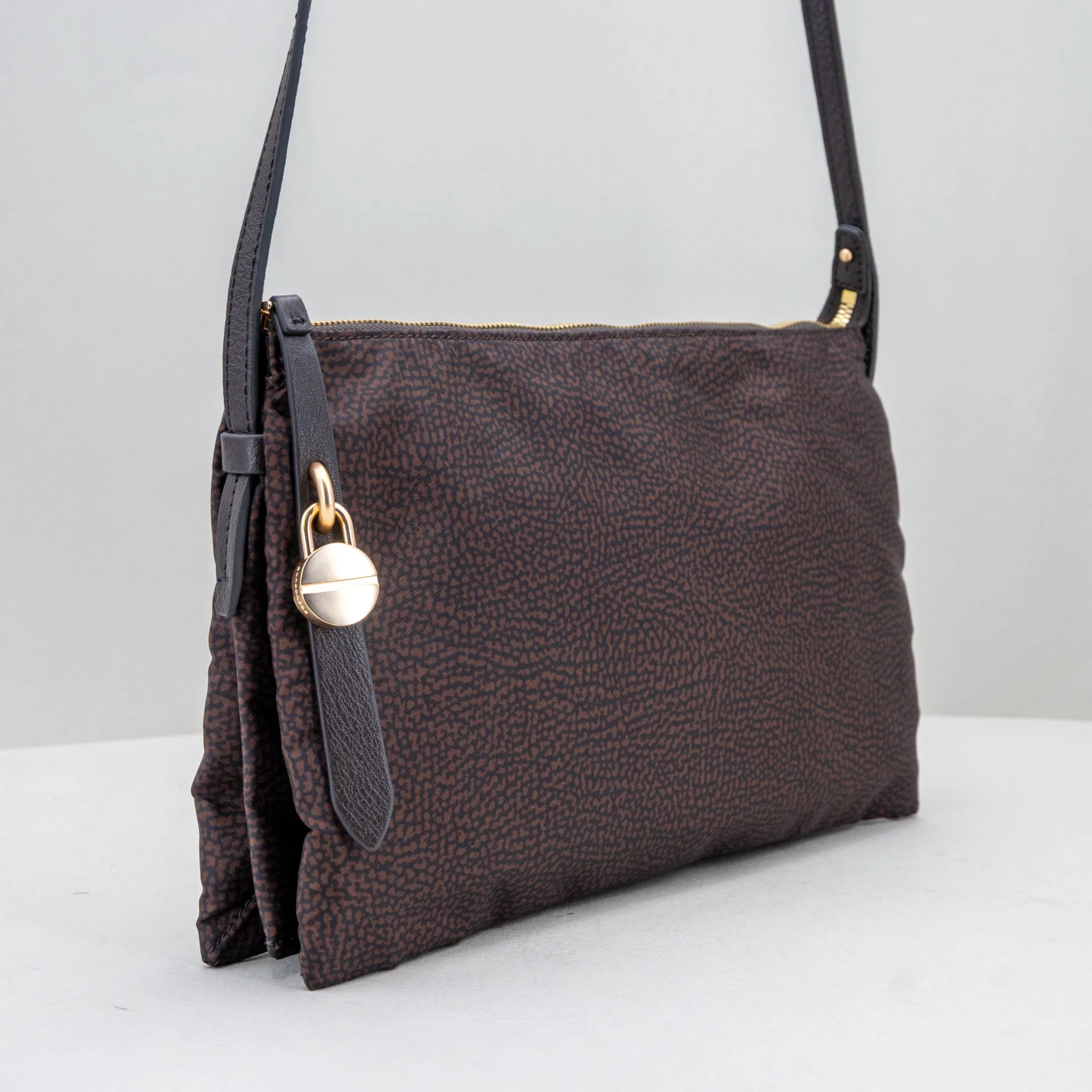 borsa donna piccola in nylon color cioccolato
