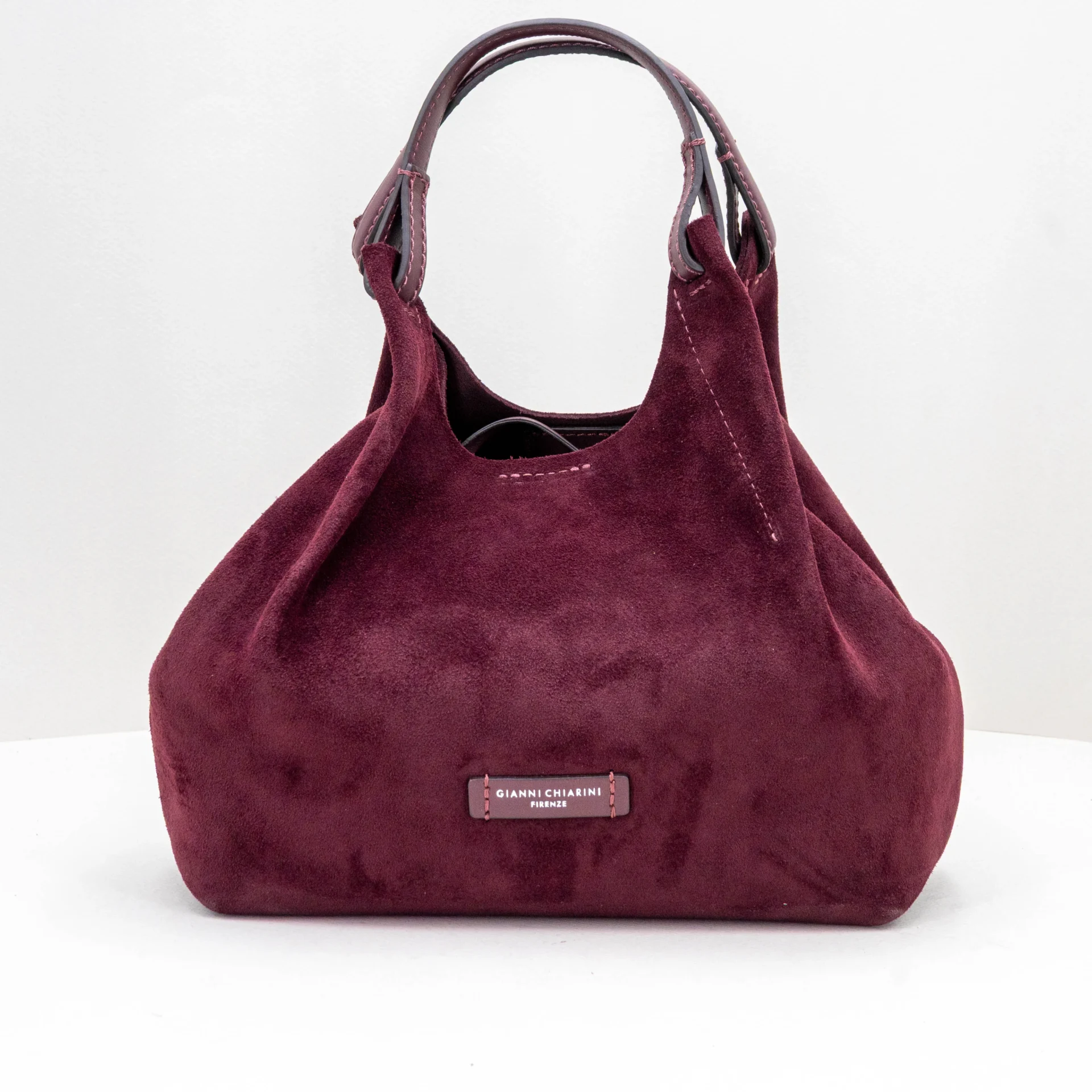 borsa donna in pelle scamosciata bordeaux