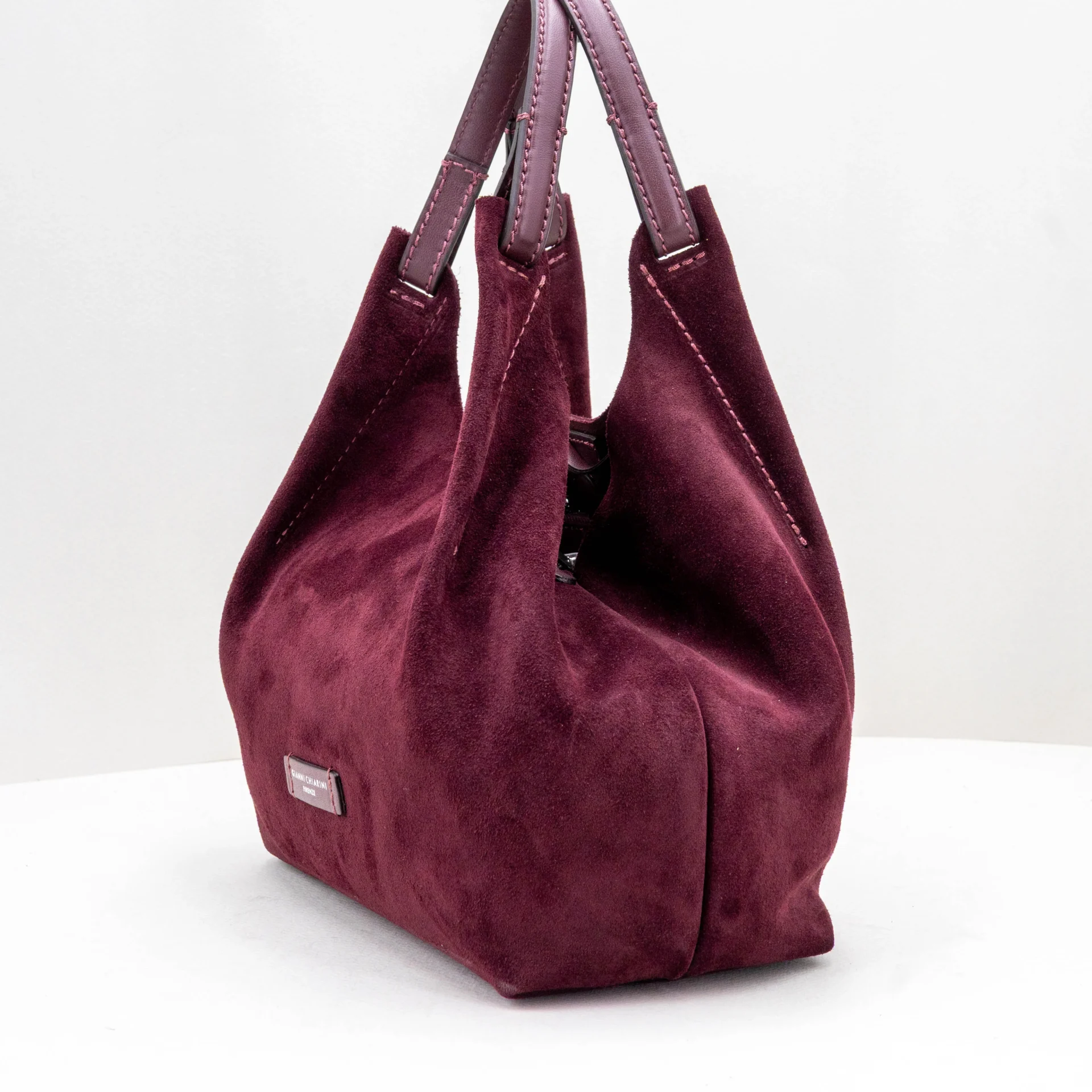 borsa donna in pelle scamosciata bordeaux