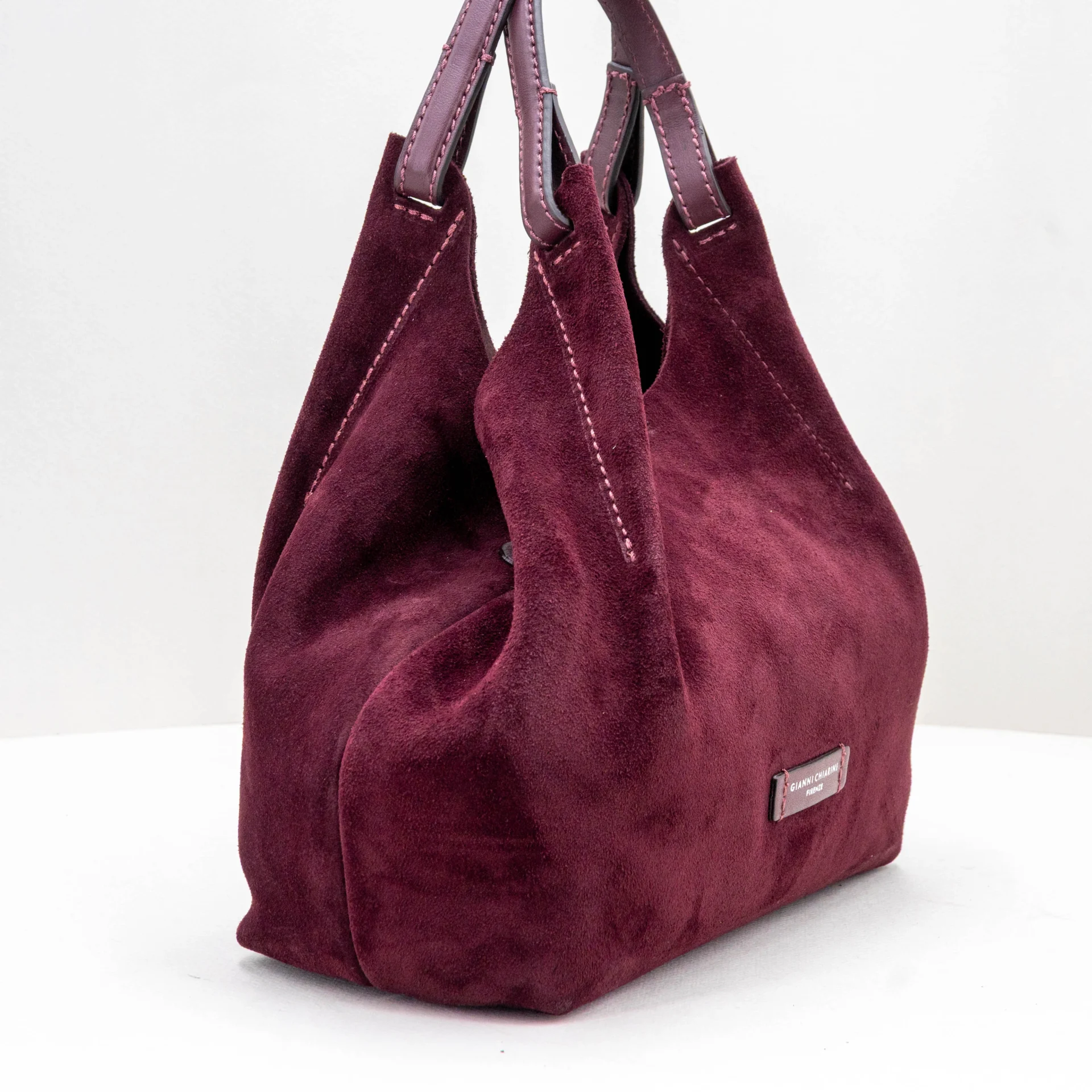 borsa donna in pelle scamosciata bordeaux