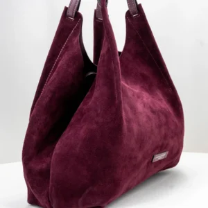 borsa donna in pelle scamosciata bordeaux