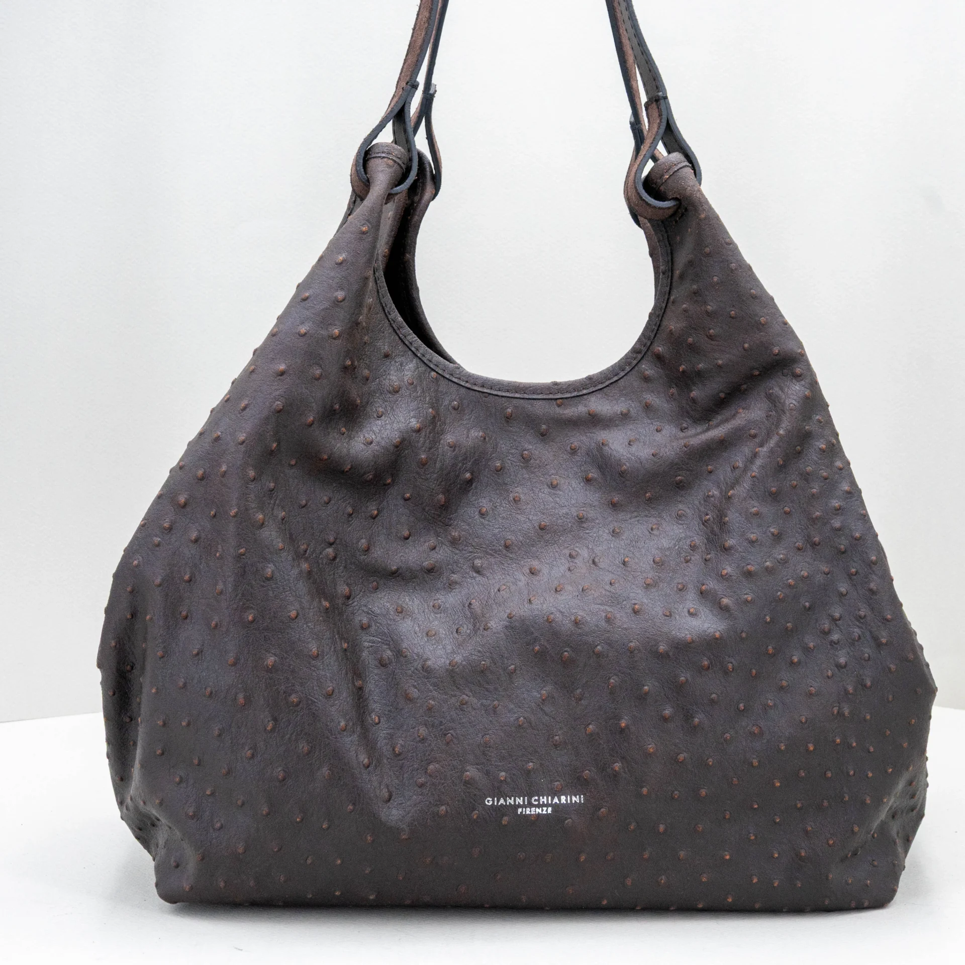 Borsa da donna a mano grande in pelle marrone