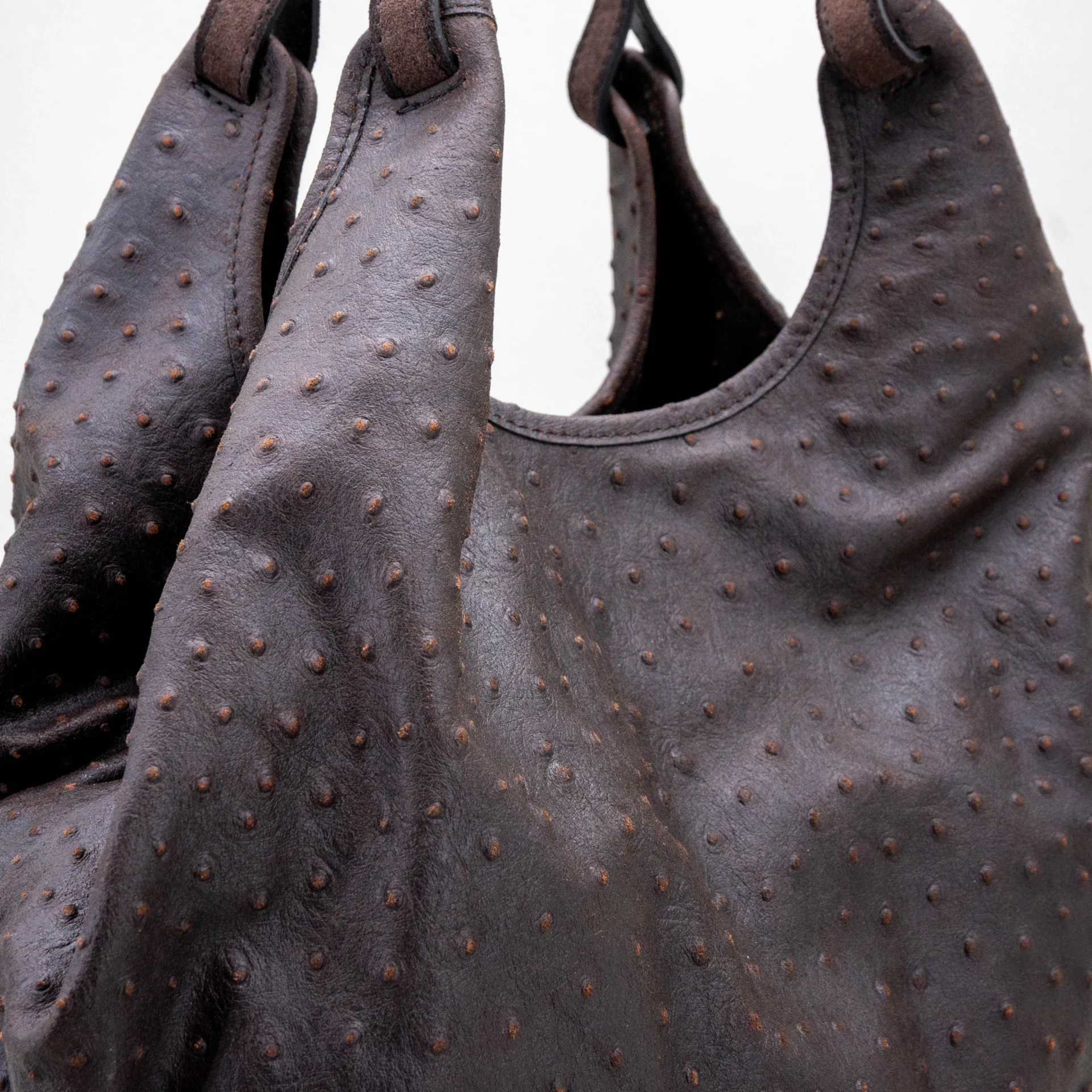 Borsa da donna a mano grande in pelle marrone