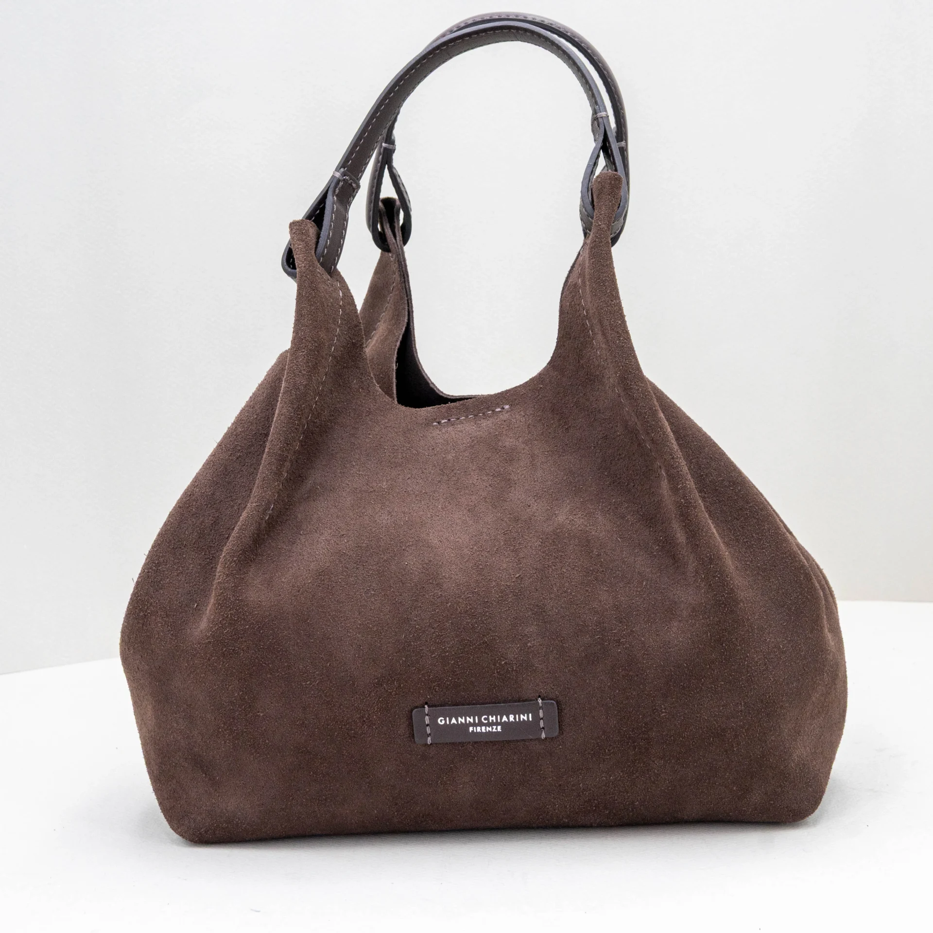borsa donna in pelle scamosciata marrone