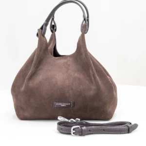 borsa donna in pelle scamosciata marrone
