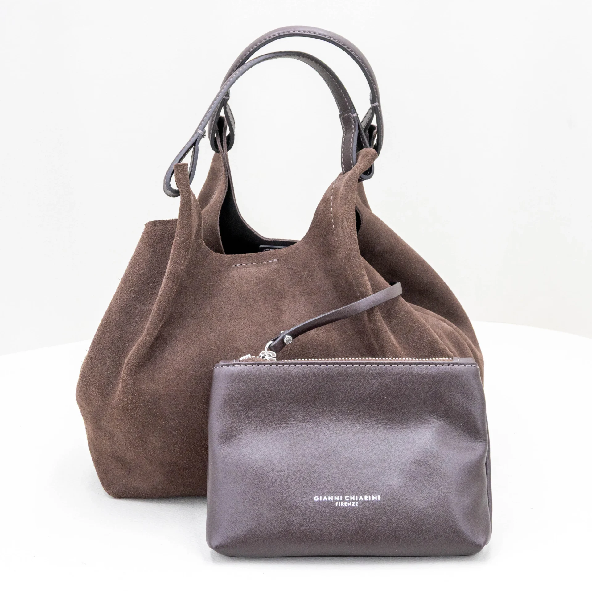 borsa donna in pelle scamosciata marrone