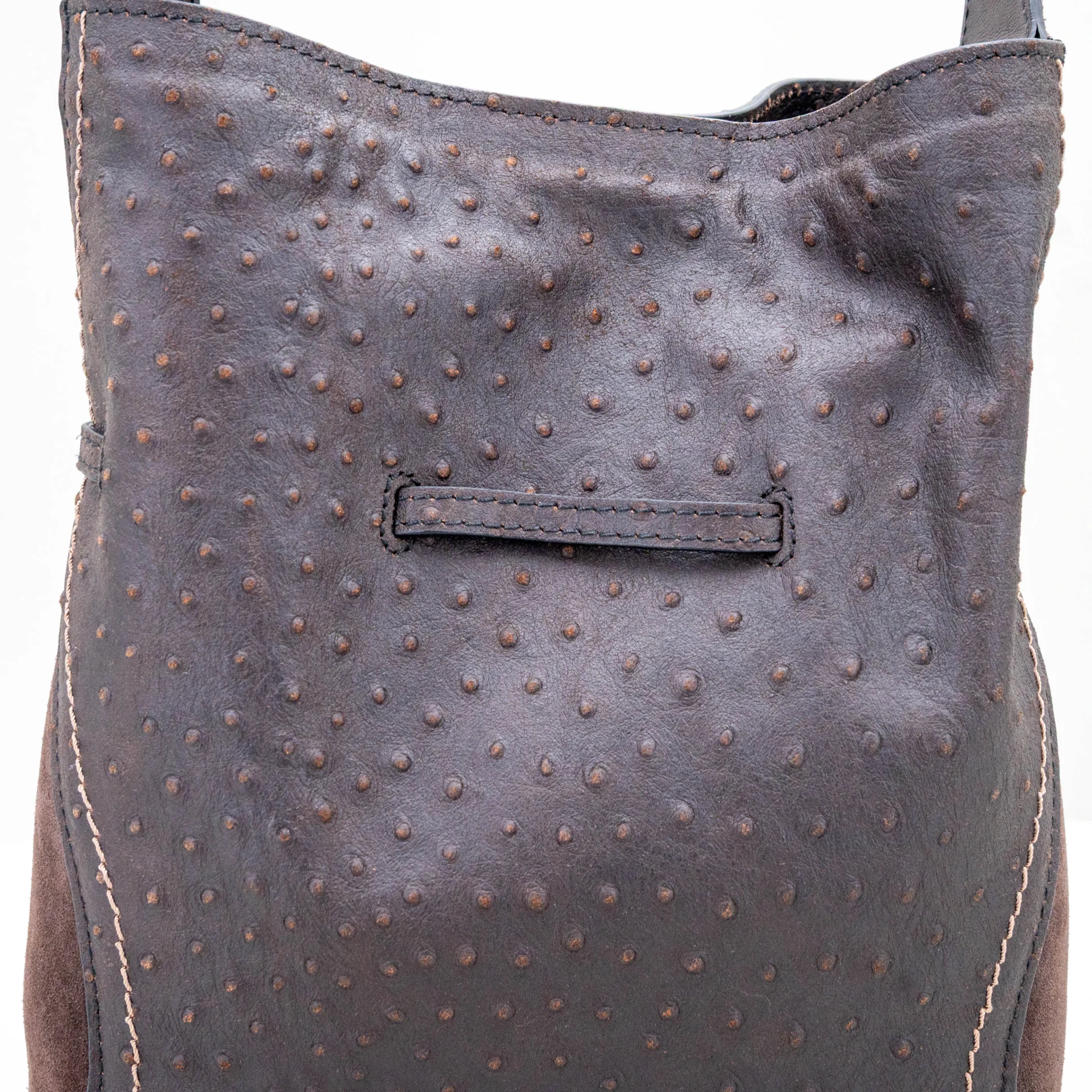borsa donna secchiello in pelle e camoscio color marrone scuro