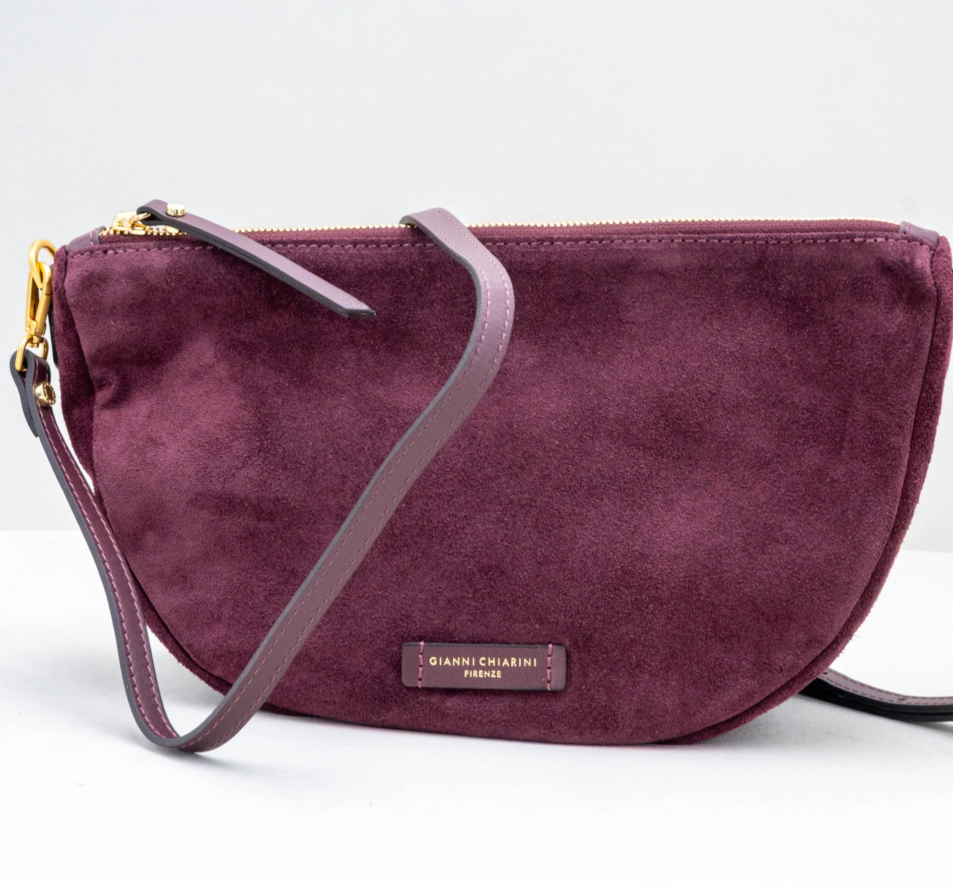 borsa donna piccola in camoscio bordeaux
