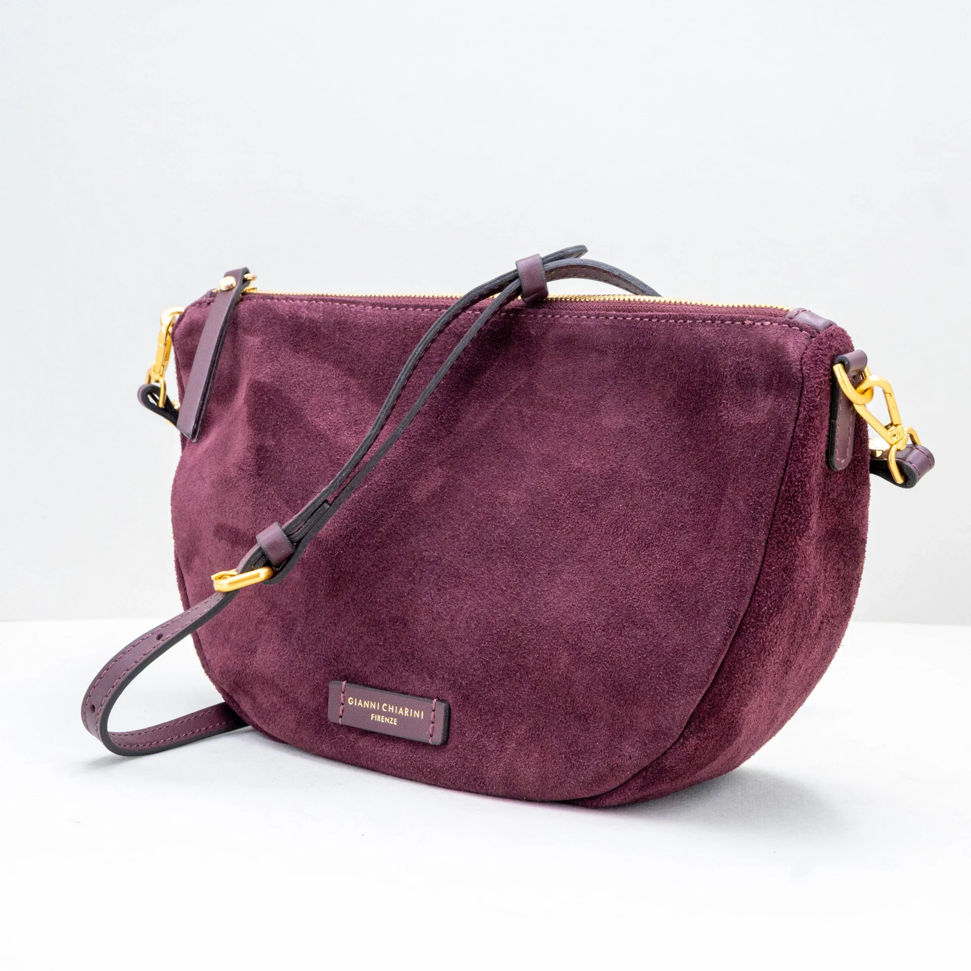 borsa donna piccola in camoscio bordeaux