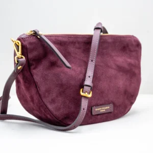 borsa donna piccola in camoscio bordeaux