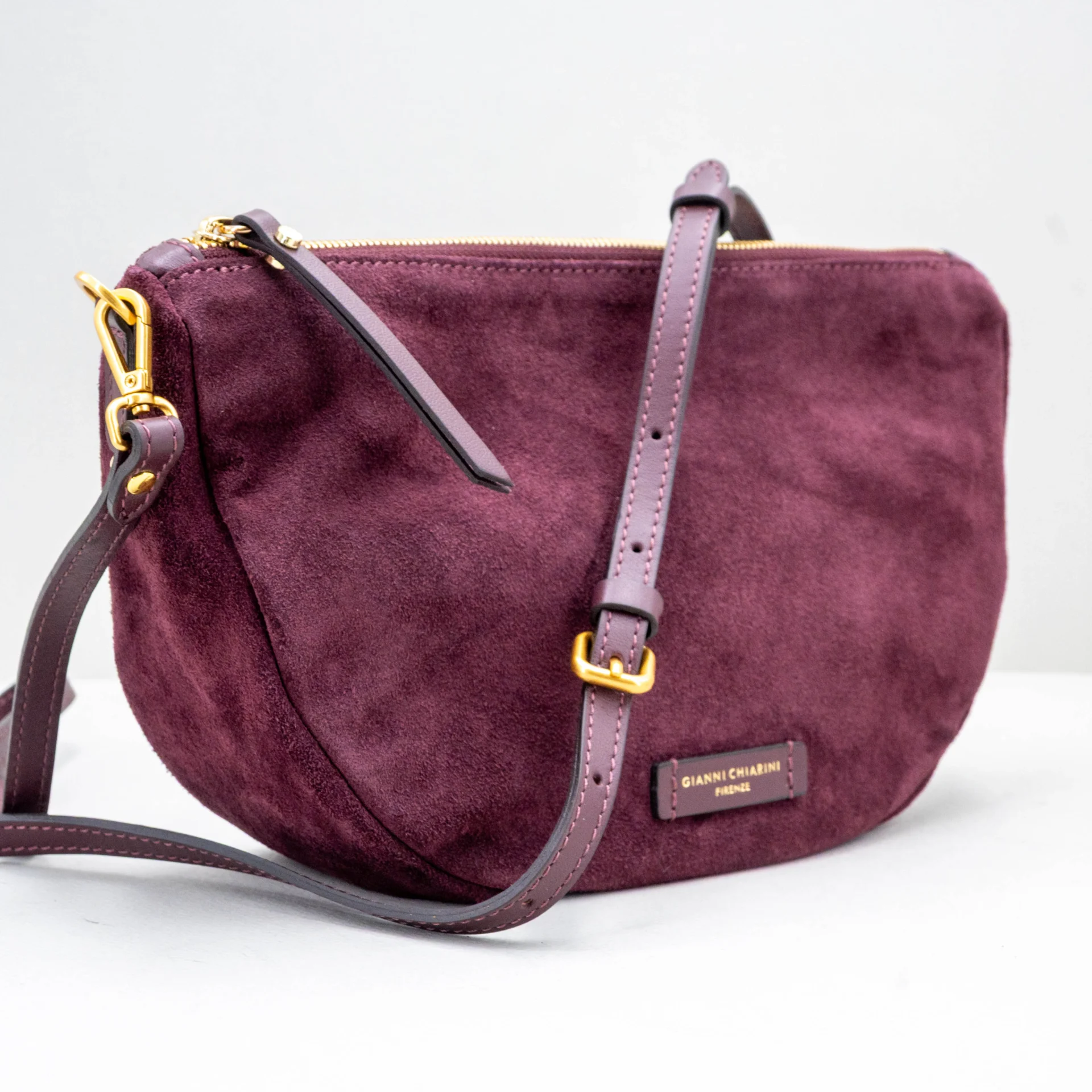 borsa donna piccola in camoscio bordeaux