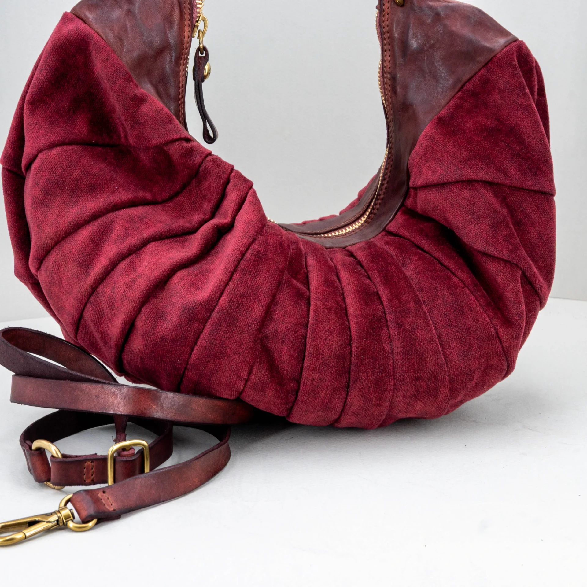 borsa donna elegante in tessuto bordeaux