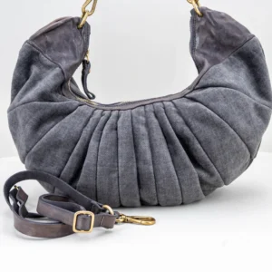 borsa donna elegante in velluto grigio