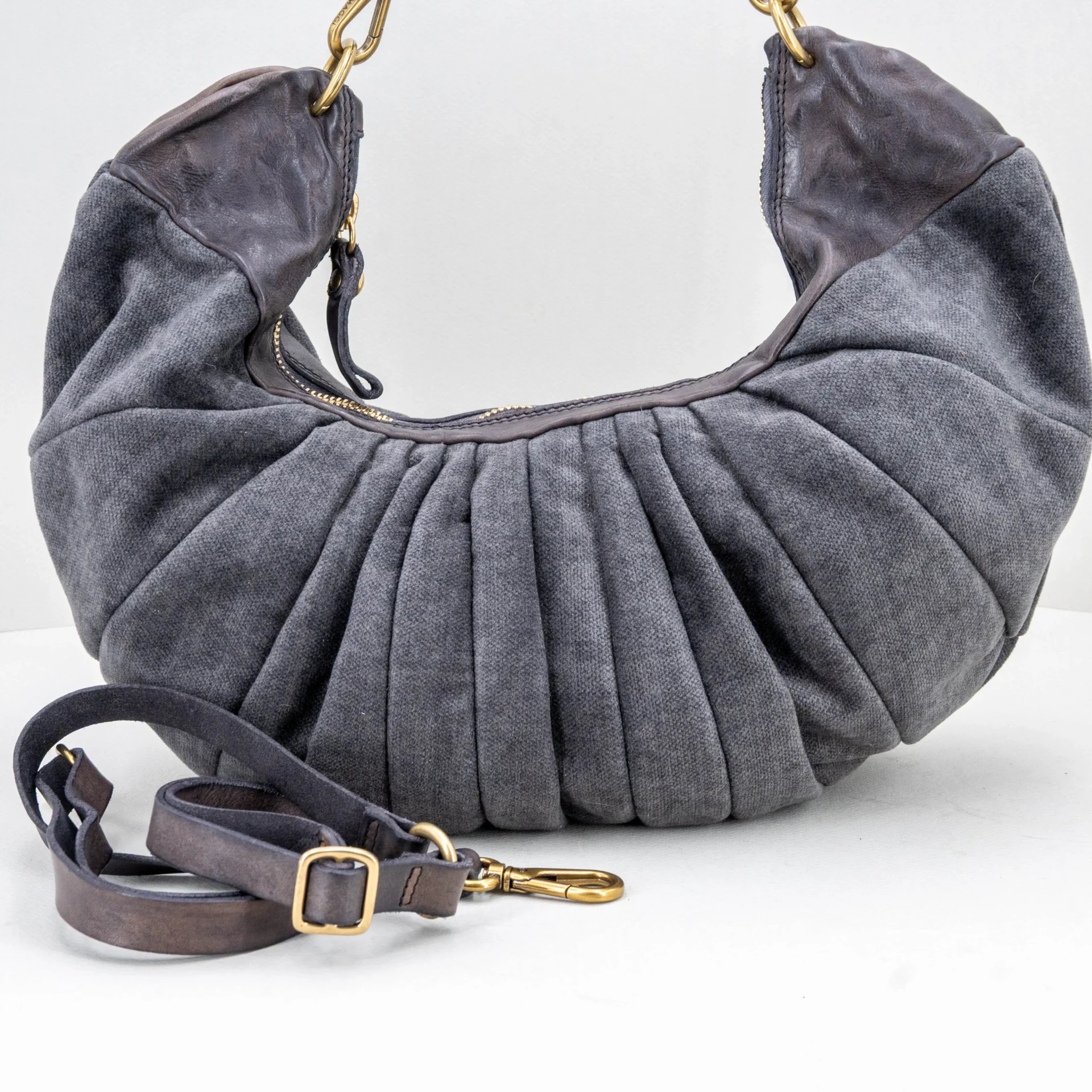 borsa donna elegante in velluto grigio