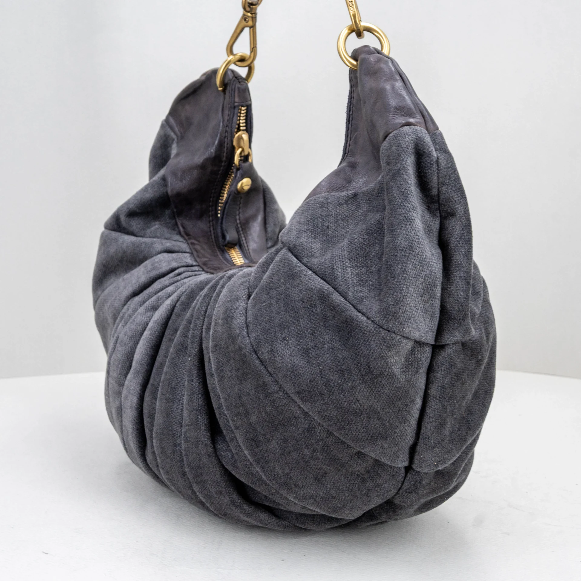 borsa donna elegante in velluto grigio