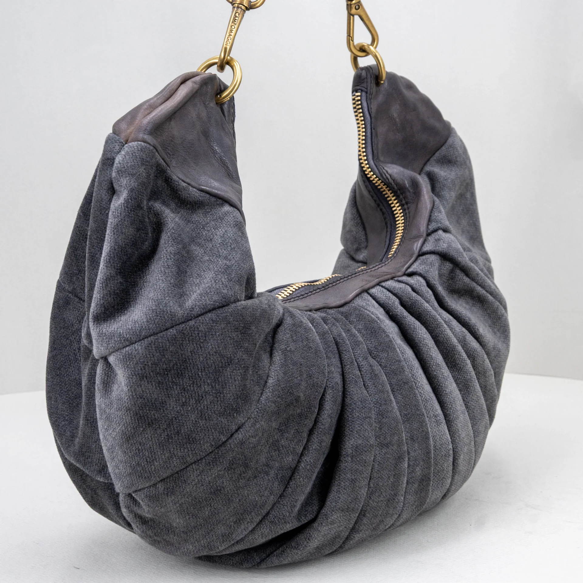 borsa donna elegante in velluto grigio