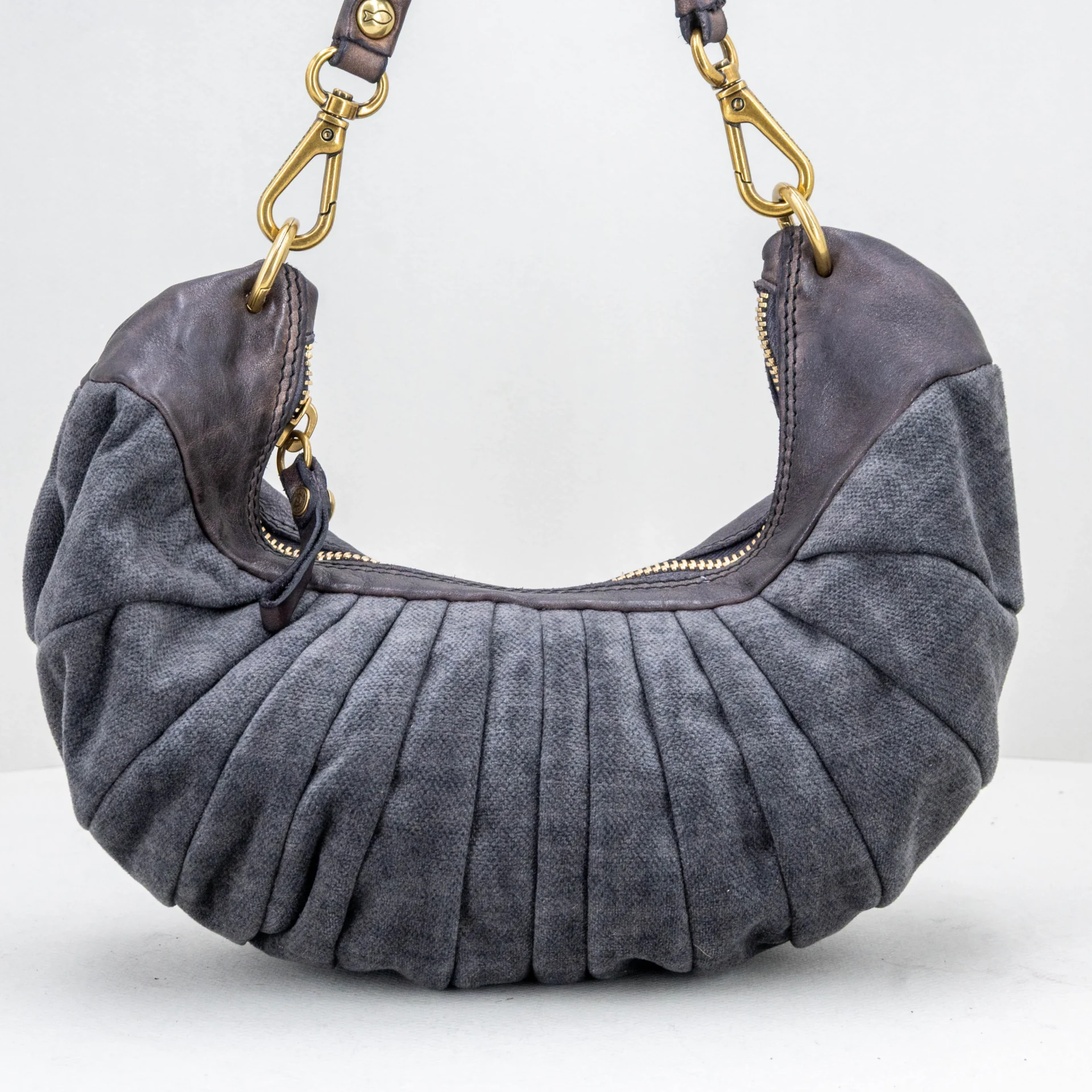 borsa donna elegante in velluto grigio