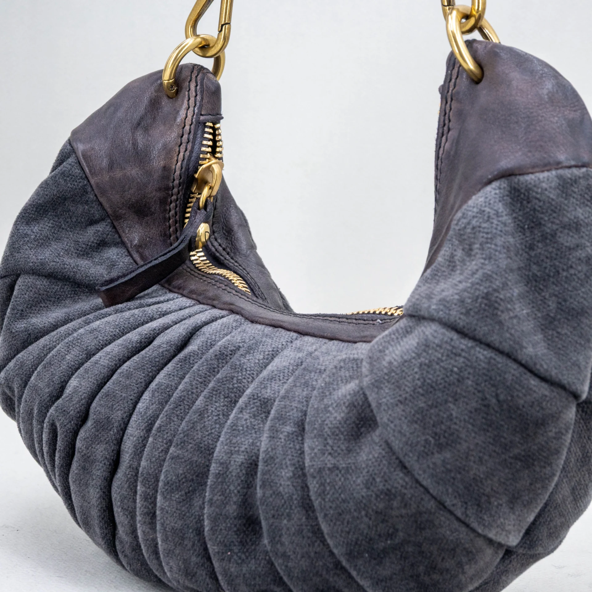borsa donna elegante in velluto grigio