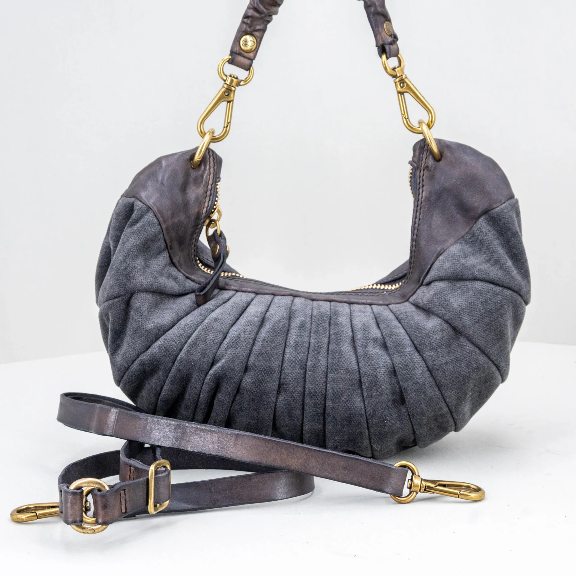 borsa donna elegante in velluto grigio