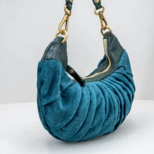 borsa donna elegante in velluto petrolio