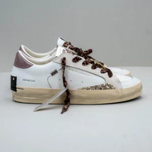 Crime London sneaker donna in pelle bianca e lacci maculati