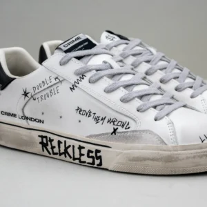 sneaker uomo bassa in pelle bianca con scritte graffiti