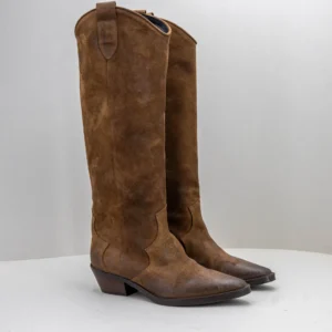 stivale donna alto in camoscio marrone