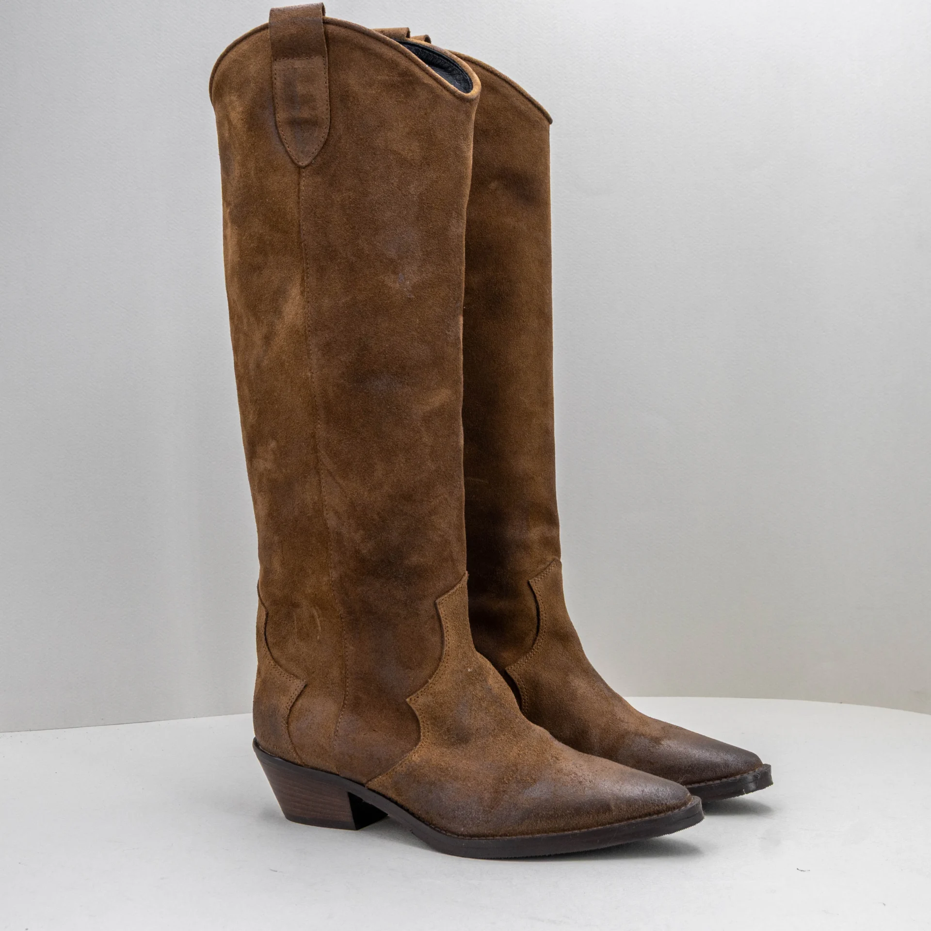 stivale donna alto in camoscio marrone