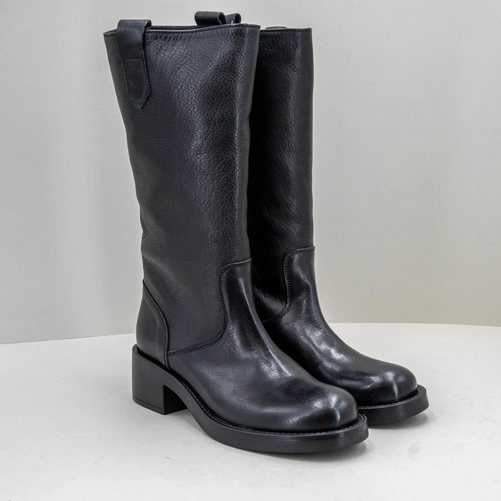 stivale donna biker pelle nero