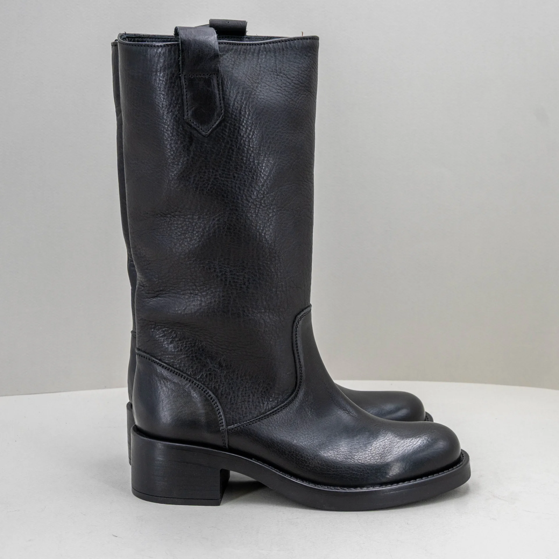 stivale donna biker pelle nero