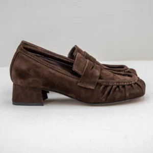 mocassino donna in camoscio marrone