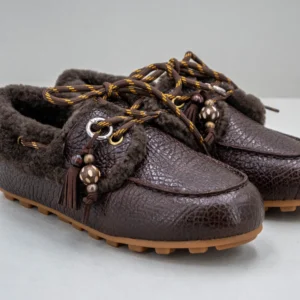 mocassino donna in pelle marrone scuro morbido
